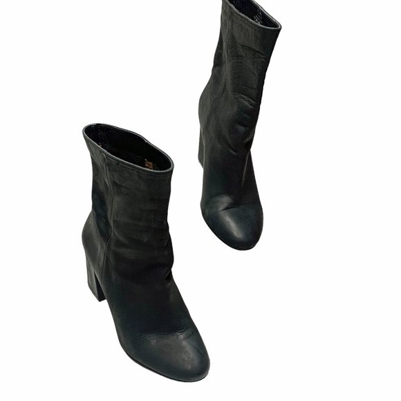 LUCKY BRAND Walwyn Black Nubuck Leather Heeled Booties - Picture 9 of 9
